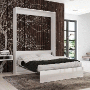 Lit escamotable Studio - Façade blanc brillant - Couchage 140x200 cm - Ouverture assistée et pieds automatiques_3