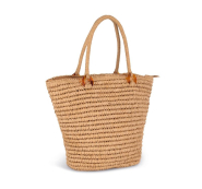 Panier shopping en fibre de papier - anses tressées corde - polyester recyclé - Réf: KI5224_3