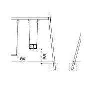 Portique Mixte pour Enfants de 1 à 12 ans - Bois traité autoclave et acier galvanisé - Siège bébé et enfant en caoutchouc - Norme EN 1176_3
