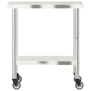Vidaxl table de travail de cuisine avec roues 82,5x55x85 cm inox 376463_3