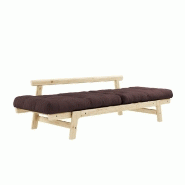 Banquette convertible futon STEP en pin massif - Coloris marron - Couchage 70x200 cm_3