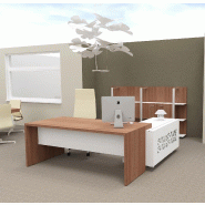 Bureau d'angle T45 avec desserte dos design - Quadrifoglio - 192, Gauche, Noyer Canaletto et blanc_3
