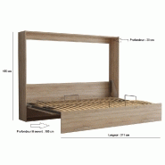 Armoire lit escamotable VERTIGO chêne naturel - couchage 140x200 cm - ouverture transversale_3