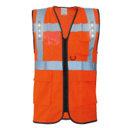Gilet à LED orange taille L - 11 LED haute luminosité, rechargeable USB, 3 modes d'éclairage - Réf : GILED-OR-L_3