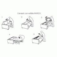 Canapé-lit convertible LEVALLOIS Express - Sommier à lattes 120x197cm - Matelas 16cm - Tête de lit intégrée - Marron_3