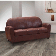 Salon Club Bufallo 2 places + 3 places - Canapés en microfibre vintage marron pour intérieur cosy_3