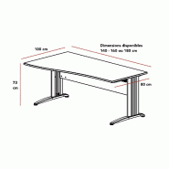 Bureau vague Sigma - Mobel Linea - 180, Acacia clair, Gauche_4