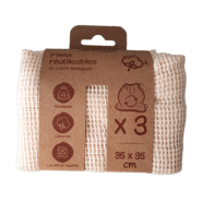 15 packs de 3 filets réutilisables en coton biologique - 35x35 cm - Boîte prête à vendre - Aptes au contact alimentaire_3