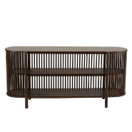 Buffet GADRA - bois de manguier marron foncé avec façade en grillage et 2 étagères - L160 x H75 x P38 cm_3