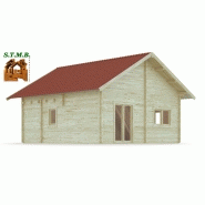 Chalet en bois plain-pied versailles 61m / madrier contrecollé 60 mm / toit double pente_3