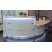 Banque d'accueil lumineuse Valde courbe avec PMR coloris blanc - MDD - Blanc, Blanc brillant, Droite_3