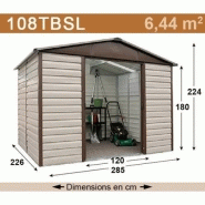 Abri métal 108tbsl - 7,18 m² - H. 224 cm - gris châtaigne - double porte coulissante - toit translucide_3
