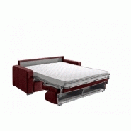 Canapé convertible 3 places Margarita - Matelas mémoire 20cm - Ouverture express - Sommier à lattes 160cm - Microfibre Bordeaux_3