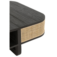 Table basse RARY - bois exotique noir et rotin naturel - avec niche de rangement - 84,5 x 84,5 x 36 cm_3