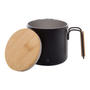 Mug thermos - double paroi en acier inoxydable recyclé - 300 ml avec couvercle et poignée en bambou_3