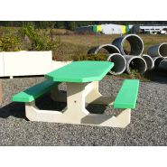 Table pique-nique en béton octogonale - adaptée PMR - revêtement hydrofuge - 200x80x6 cm_3