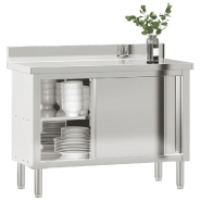 Vidaxl table de travail de cuisine avec portes coulissantes inox 376441_3
