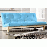 Banquette convertible futon Fresh en pin - Coloris bleu clair - Couchage 140x200 cm - Karup_3