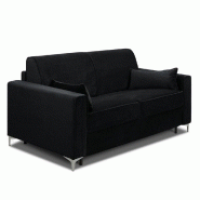 Canapé convertible express Jackson 140 cm - sommier lattes - cuir vachette noir - matelas 16 cm - ouverture rapide_3