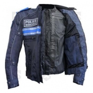 Veste moto police municipale avec détails réfléchissants gris