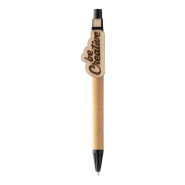 Stylo à bille en papier recyclé - Clip en bois personnalisable - Encre bleue_3
