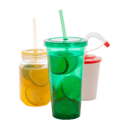 Mug en plastique transparent - 750 ml avec couvercle et paille colorés_3