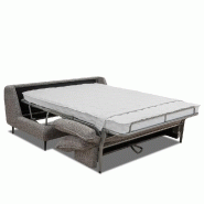 Canapé-lit compact 3 places Lisbonne 160 cm - Sommier à lattes - Matelas 13 cm en tissu tweed gris chiné_3