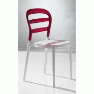 Lot de 4 chaises design DEJAVU - polycarbonate rouge et blanc, pieds laqués blancs_3
