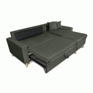 Canapé d'angle réversible convertible ARKO vert foncé avec coffre de rangement et coussins d'appoint_3