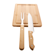 Set pour découper la viande - planche en bambou, fourchette et couteau en acier inoxydable_3