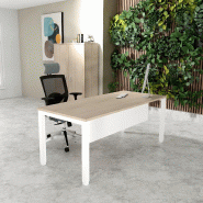 Bureau Professionnel Tempo Mobel Linea. - Blanc 9010, 180, Acacia clair, Oui_0
