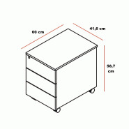 Caisson mobile exécutif Mito - MDD - Blanc, 3 tiroirs_3