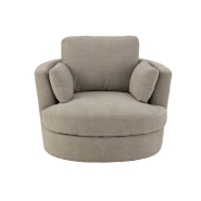 Fauteuil pivotant Kodina gris - confort et élégance avec revêtement en tissu soyeux et piétement pivotant_3