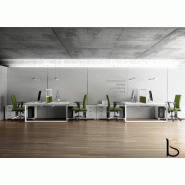 Bureau bench 2 personnes Star avec meubles de rangement - Mobel Linea. - Blanc Pastel, 160_3