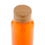Bouteille en RPET - 500 ml - Couvercle en bambou - Sans BPA - Couleur orange_3