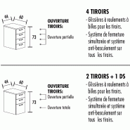 Bureau compact ergonomique avec caisson intégré Tono - Mobel Linea - 200, Acacia foncé, Droite, 3 tiroirs_3
