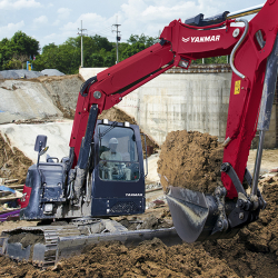 Midi-pelle B7-6 YANMAR - idéale pour zones densément peuplées et chantiers urbains restreints, moteur TNV 53,5 kW