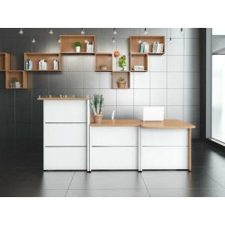 Banque d'accueil classique et fonctionnelle WELLO - Modules personnalisables et finitions modernes