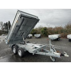 Remorque Benne Saris Acier HDS - 310 x 176 cm - PTAC 3500 Kg - Tri-benne - Pompe Électrique - Référence K3 310 176 3500 2 HDS E