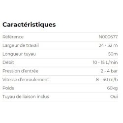Enrouleur d'irrigation - Terrateck - longueur tuyau 50 m - N000677 - largeur d'arrosage jusqu'à 32 m