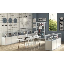 Vitrine haute bronze anodique avec rangement occulté - verre trempé sécurit - L 95 P 45 H 190 cm - STM95VR-BR