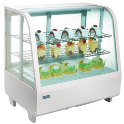 Vitrine réfrigérée de comptoir blanche 100 L - 2 étagères réglables - Commandes numériques - Réfrigérant R600a