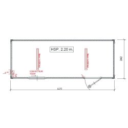 Bungalow  de chantier 15  m², L.6.09m x l.2.42m - 6M STANDARD