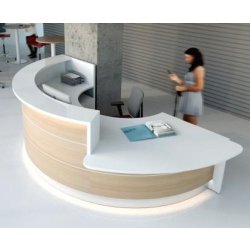 Banque d'accueil courbe bi-colore modèle Valde - MDD - Droite