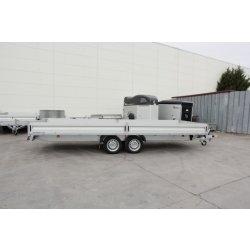 Remorque plateau HUMBAUR HT 356221 GR - 2 essieux, roues dessous, ridelles alu, dimensions 6220x2070 mm