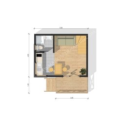 Studio de jardin Nice 37m² - maison de jardin en ossature bois avec mezzanine et façade grise