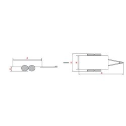Remorque mutli-usage ridelle arrière rabattable, roues extérieures,1 essieu, PTC 750 kg - ECIM - RE 254 SF