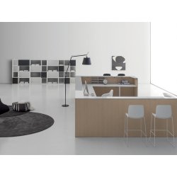 Banque d'accueil éclairée au design moderne et épuré - DV703 QUBO - Conception modulaire avec éclairage LED intégré