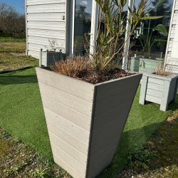 Jardinière Ozon Conique 100% Recyclée - 62x62x89 cm - Gamme Rabotée - Coloris Naturel - JOC