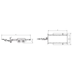 Remorque à châssis-nus prêts à carrosser, roues extérieures 1 essieu, PTC 750 kg - Série ETA - ECIM - ETA 09 16 075 SF